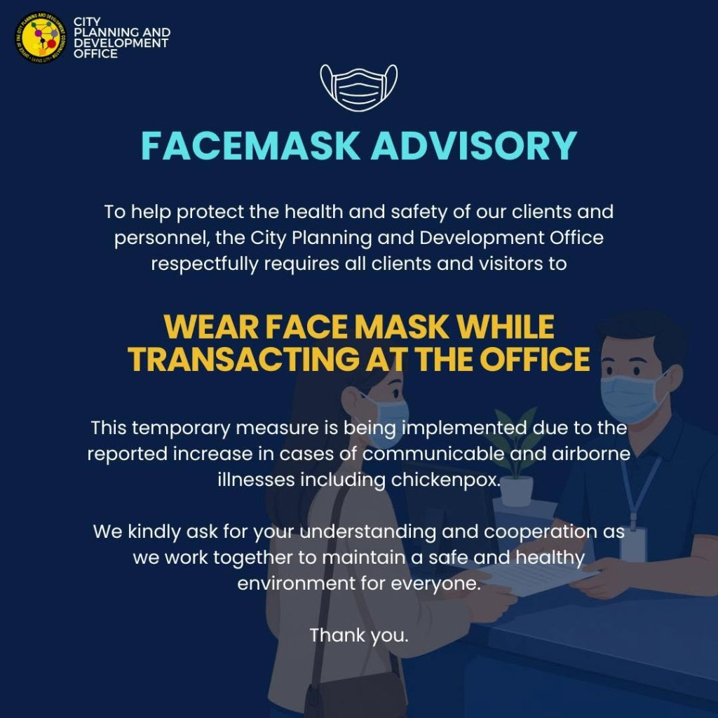 DCPDO requires face mask as of August 2026, see: https://www.facebook.com/share/p/1HXC1FEKWN/