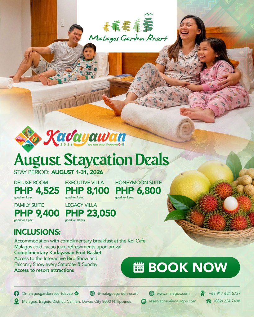 Malagos Garden Resort - special August 2026 Stay-cation Deals - see: https://www.facebook.com/share/p/19MX9mCW1x/