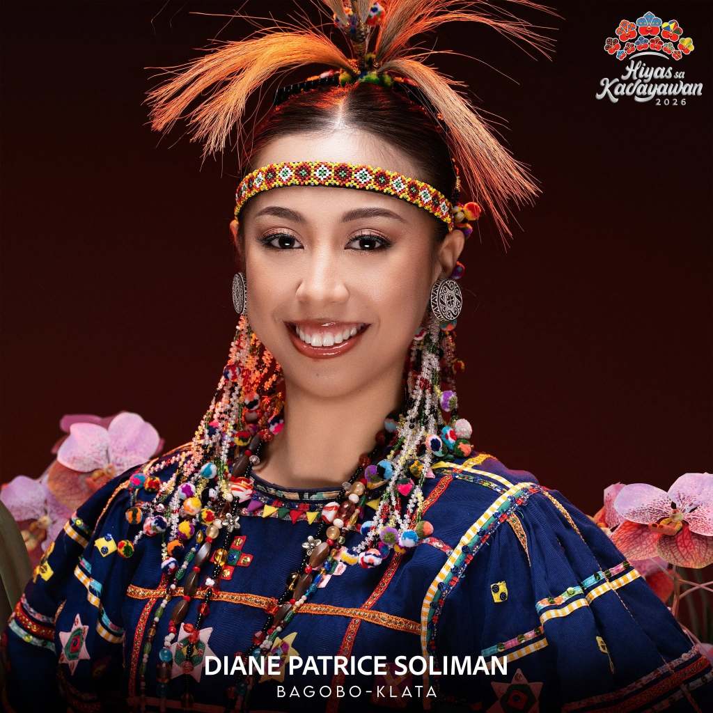 Diane Patrice Soliman, Bagobo-Klata
Hiyas sa Kadayawan 2026 Official Headshots, see: Hiyas sa Kadayawan Facebook page: https://www.facebook.com/share/p/18uZbtR8tV/