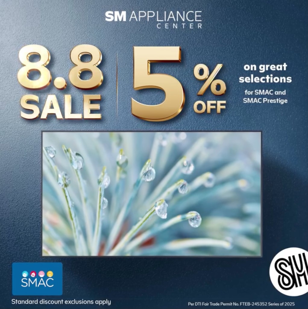 Save on great appliances this 8.8 Double Digit Sale at SM Appliance Center 2026, see: SM Appliance Center Facebook page: https://www.facebook.com/share/v/19KVKUvETs/